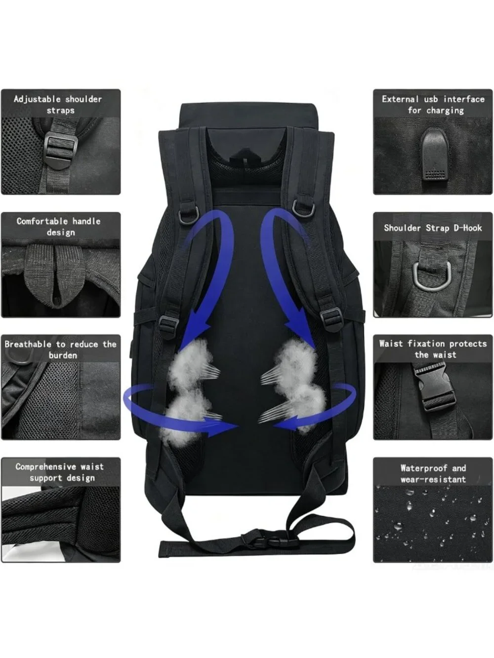 Large 80L/100L Hiking Backpack for Men & Women - Tactical Outdoor Travel